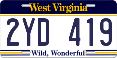 WV license plate 2YD419
