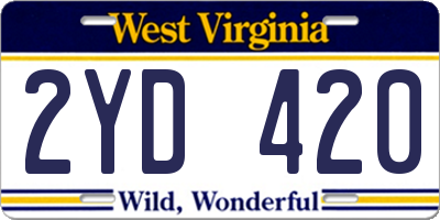 WV license plate 2YD420