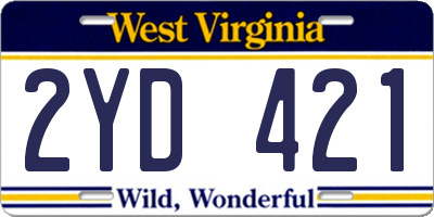 WV license plate 2YD421