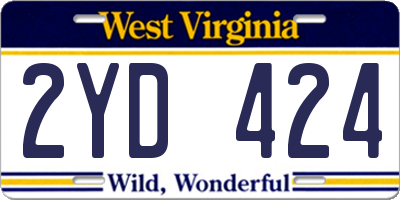 WV license plate 2YD424