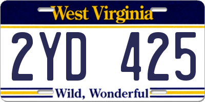 WV license plate 2YD425