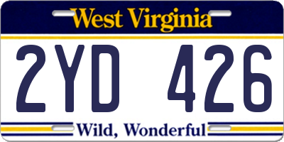 WV license plate 2YD426