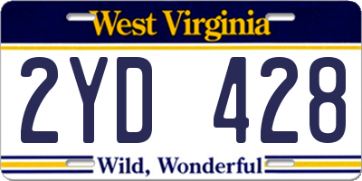 WV license plate 2YD428