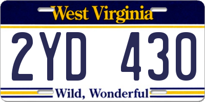 WV license plate 2YD430