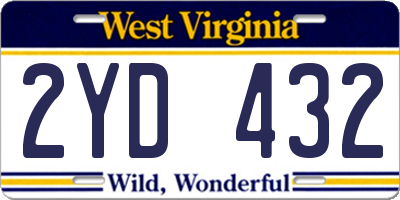 WV license plate 2YD432