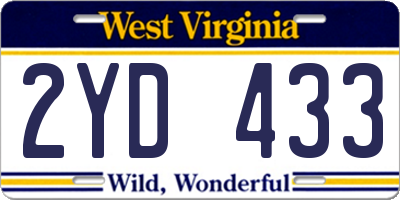 WV license plate 2YD433