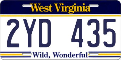 WV license plate 2YD435