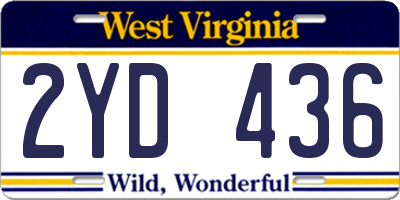 WV license plate 2YD436