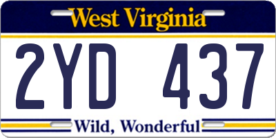 WV license plate 2YD437
