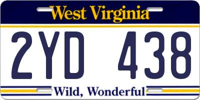 WV license plate 2YD438