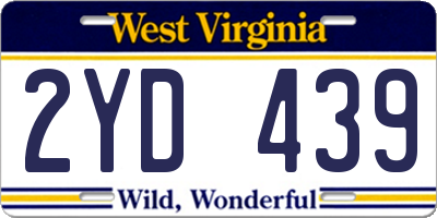 WV license plate 2YD439