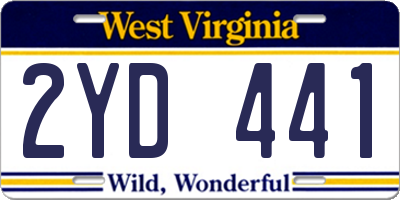 WV license plate 2YD441