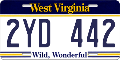 WV license plate 2YD442