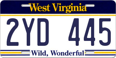 WV license plate 2YD445