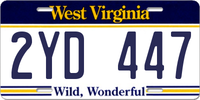 WV license plate 2YD447