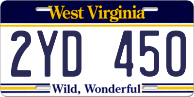 WV license plate 2YD450