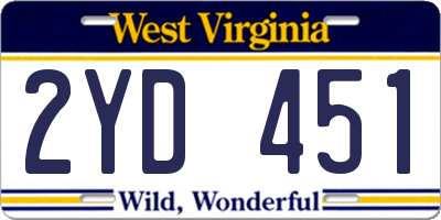 WV license plate 2YD451