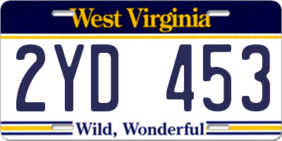 WV license plate 2YD453