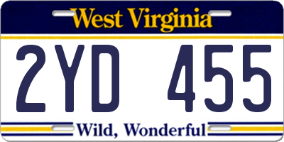WV license plate 2YD455