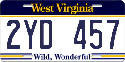 WV license plate 2YD457