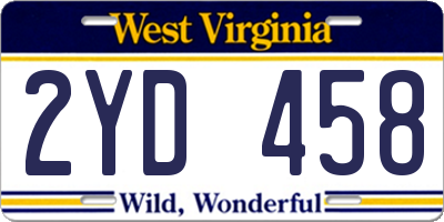 WV license plate 2YD458