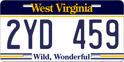WV license plate 2YD459