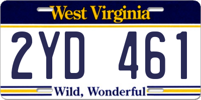 WV license plate 2YD461