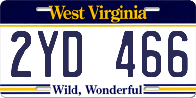 WV license plate 2YD466
