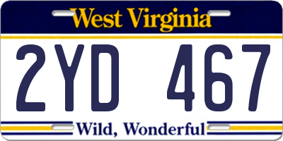 WV license plate 2YD467