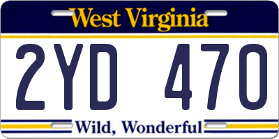WV license plate 2YD470