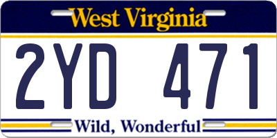 WV license plate 2YD471