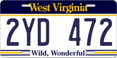 WV license plate 2YD472
