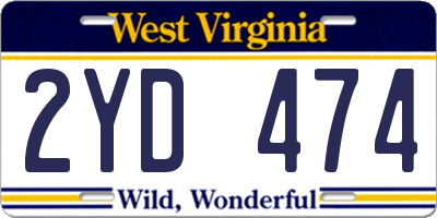 WV license plate 2YD474