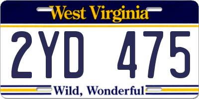 WV license plate 2YD475