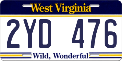WV license plate 2YD476