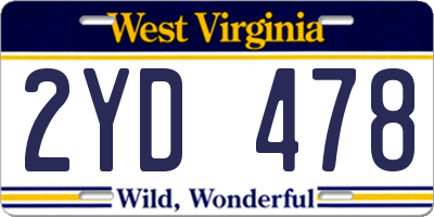 WV license plate 2YD478