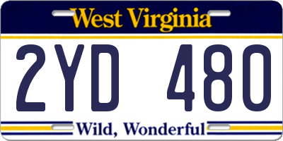 WV license plate 2YD480