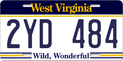 WV license plate 2YD484
