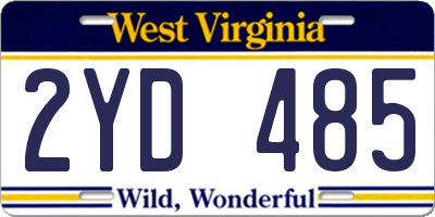 WV license plate 2YD485