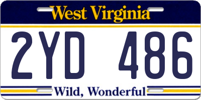 WV license plate 2YD486