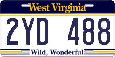 WV license plate 2YD488