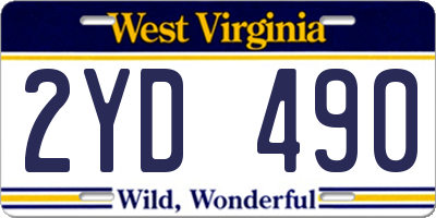 WV license plate 2YD490