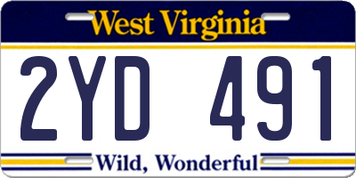 WV license plate 2YD491