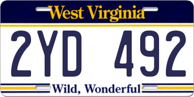 WV license plate 2YD492