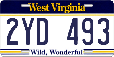 WV license plate 2YD493