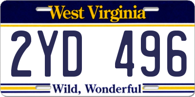 WV license plate 2YD496