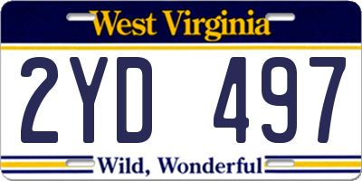 WV license plate 2YD497