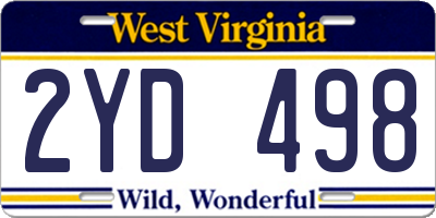 WV license plate 2YD498