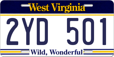 WV license plate 2YD501