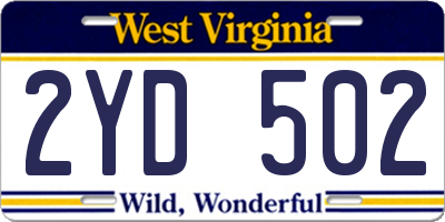 WV license plate 2YD502